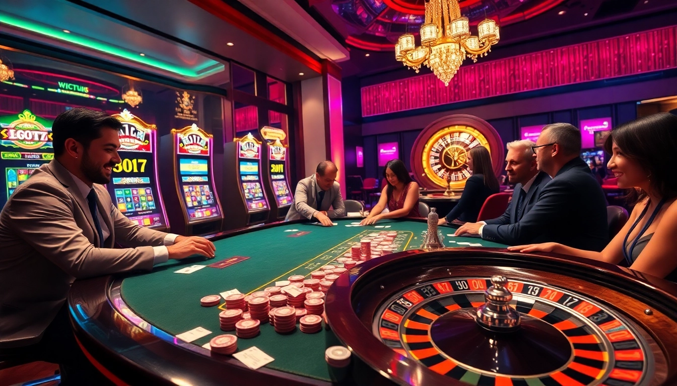 Engaging casino atmosphere at https://789club.quest/ showcasing live poker games and vibrant slot machines.