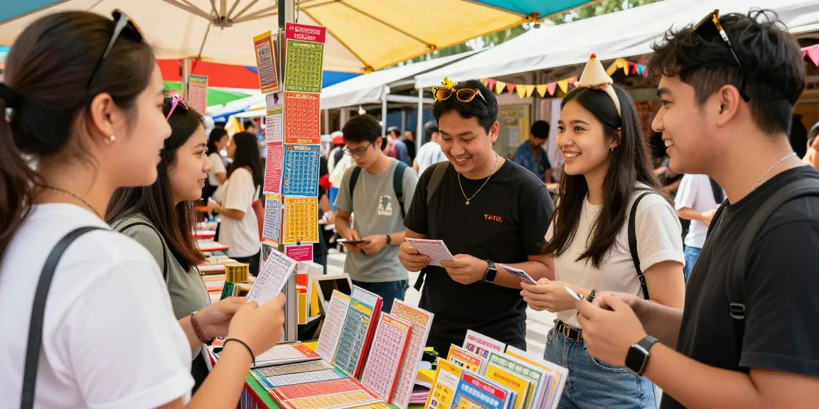 Toto lottery gaming booth in a lively market, showcasing excitement and community interaction.
