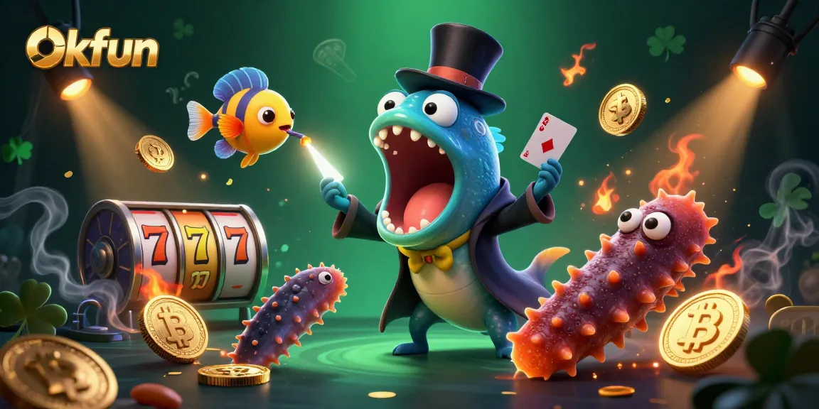 Engage with exciting Okfun casino action featuring animated characters performing a mesmerizing magic act.